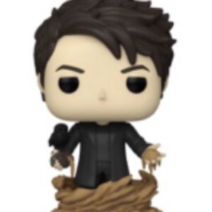 Funko Pop Figure with Black Outfit and Brown Base
